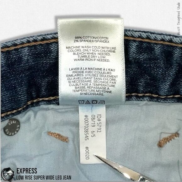EXPRESS LOW RISE ORIGINAL SUPER WIDE LEG JEAN IN INDIGO SIZE 6P - Picture 10 of 13